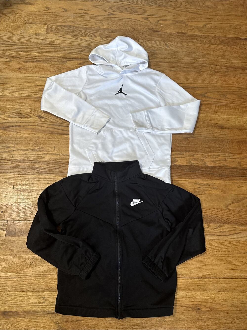 Lot of 2 Boys Youth Medium 10/12 Hoodies Jordan Nike Pullover/Zip Up